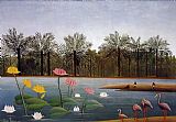Henri Rousseau Canvas Paintings - The Flamingos